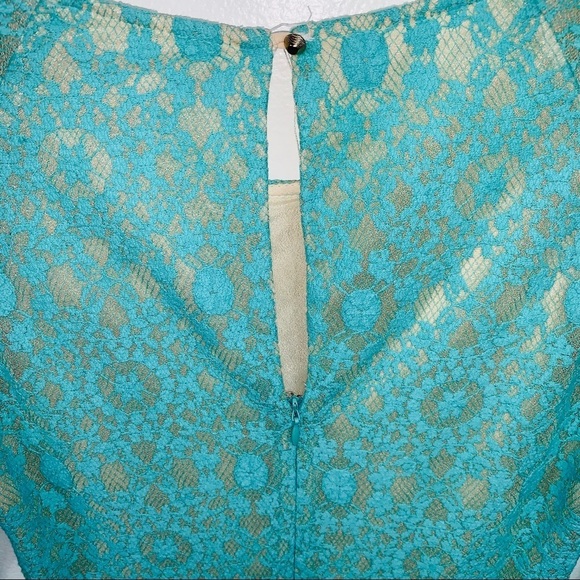 Forever 21 Teal Blue Lace Long Sleeve Dress XS - Picture 4 of 7